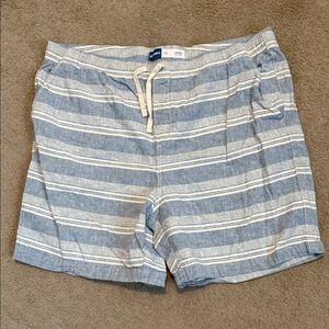 Old Navy Light Blue and Cream Striped Linen Blend Shorts